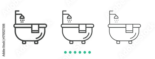 Bathtub icon. Thin line icon vector