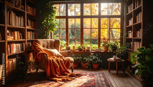 Cozy autumn reading nook
