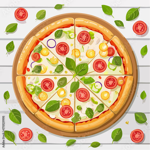 Delicious Vegetarian Pizza with Tomatoes and Basil