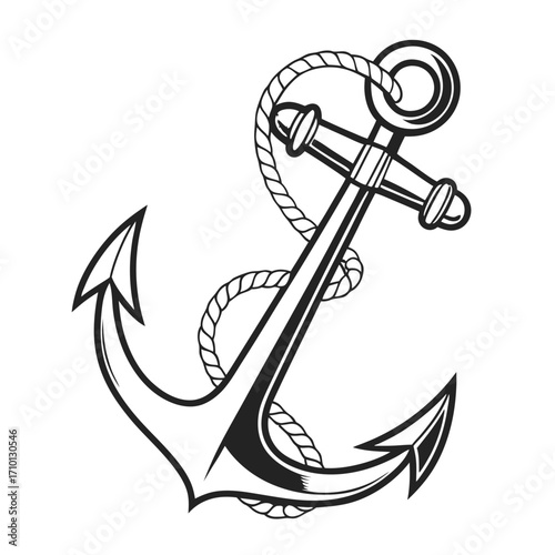Anchor Vector Illustration Maritime Symbol with Rope