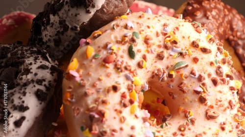 Donuts with different flavor donuts and toppings 