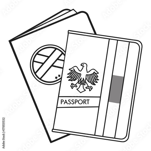 Vector illustration of two passport documents for travel and identification