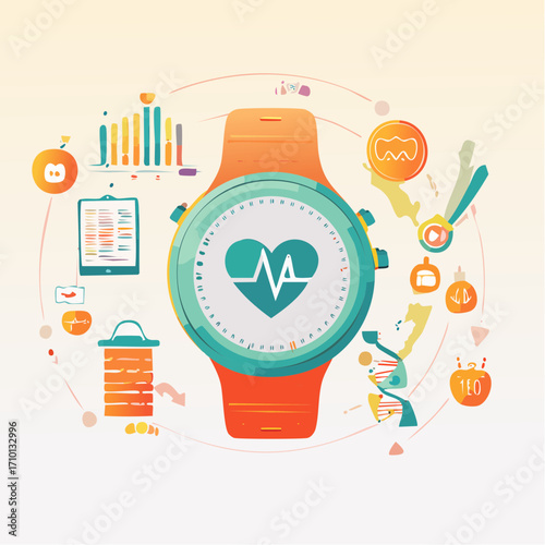 Health Monitoring Smartwatch with Fitness Data and DNA Visualization