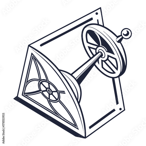 Stylized Line Art of an Abstract Technological Device