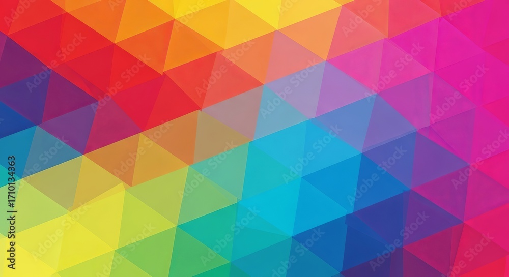 Fototapeta premium A captivating and vibrant abstract background showcasing a mesmerizing mosaic of colorful geometric triangles, perfect for digital art, modern decorative themes, and energetic visual experiences
