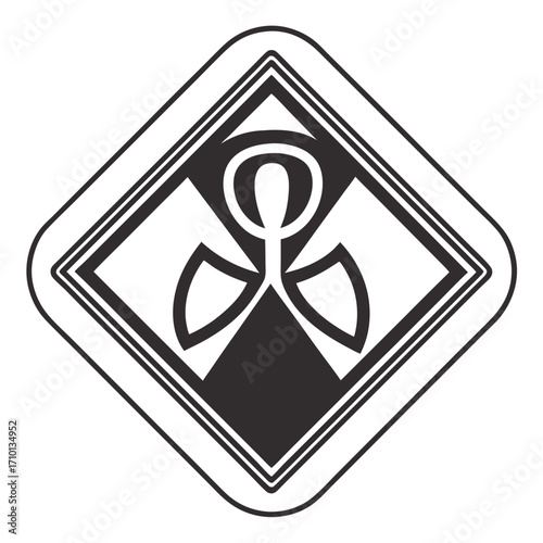 Radiation Hazard Symbol Iconic Black and White Diamond Sign
