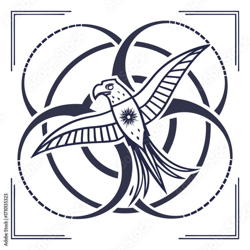 Stylized Bird of Prey in Celtic Knotwork Design
