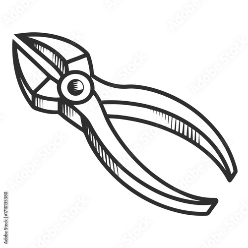 Hand-drawn illustration of a wire cutter tool for various construction tasks