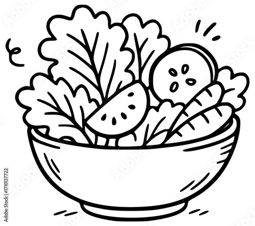 A bowl of salad with juicy leaves and other vegetables
