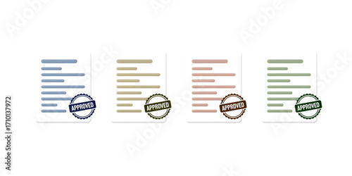 Multi-Color Approved Documents – Official Validation in Blue, Beige, Red & Green