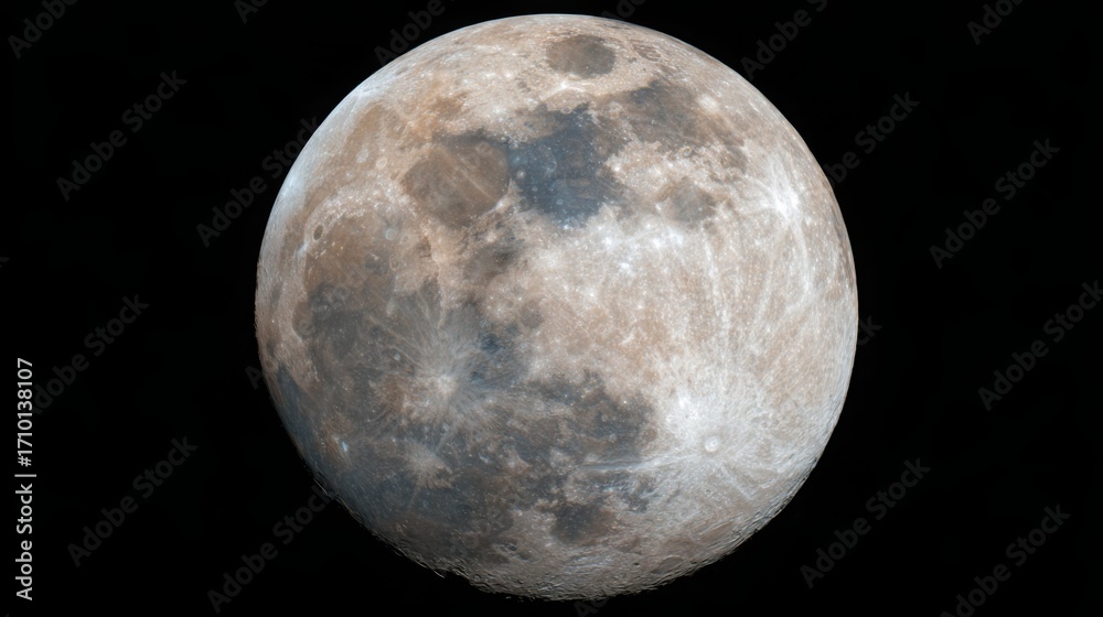 Obraz premium crater. The moon's rugged surface shines in stark detail against the vast darkness of space, a celestial marvel. STEM education sheets.