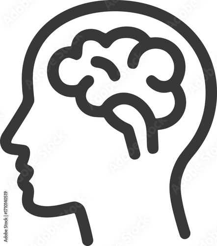 Human brain or mental thinking process icon