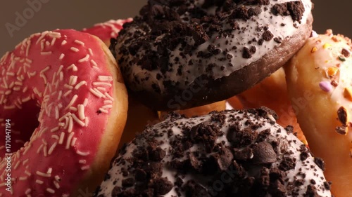 Donuts with different flavor donuts and toppings 