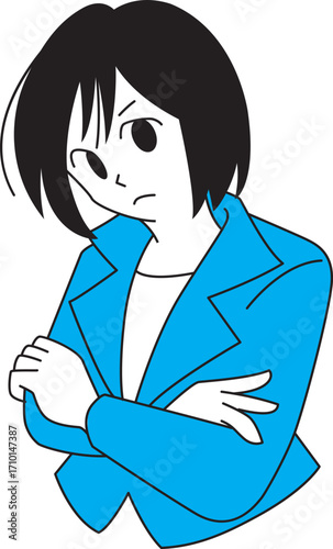  怒っているスーツ姿の女性