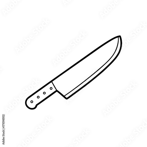 Illustration of a kitchen knife outline on transparent background