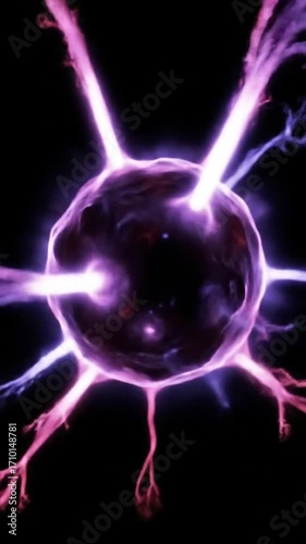 Abstract glowing plasma ball with electrical discharges.
