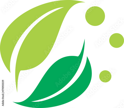 ecology plant clean abstract logo on green apple with leaves