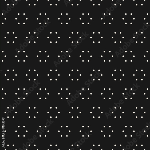 Wallpaper Mural Minimalist vector seamless pattern with tiny dots, hexagonal shapes. Subtle abstract geometric background. Simple black and white floral texture. Dark monochrome minimal ornament. Repeated geo design Torontodigital.ca
