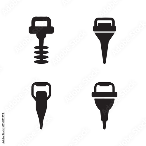 Collection of concrete vibrator solid icons
