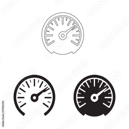 Complete depth gauge solid icons set
