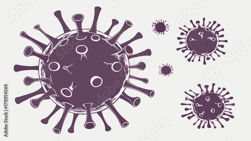 Virus illustration microscopic pathogen infectious disease medical graphic viral cell healthcare biology science illness epidemic pandemic microbiology virology vector art cell stru.
