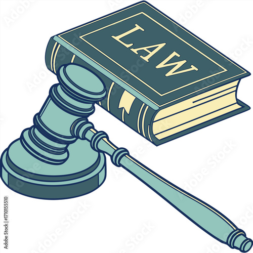 3d gradient gavel and law book icon for justice and legal concepts