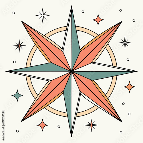 Abstract colorful starburst design with flat elements