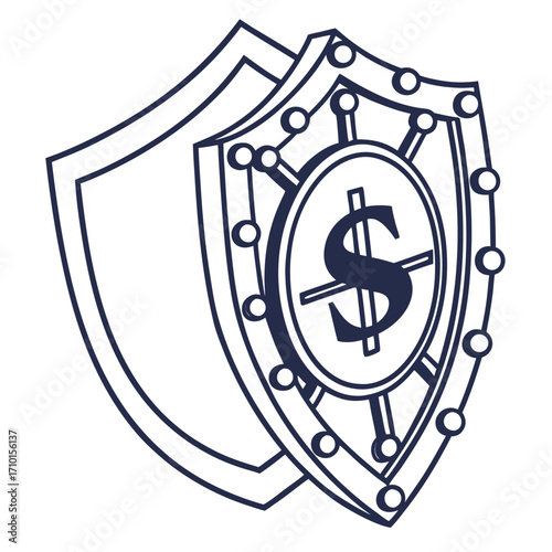 Dollar sign in shield secure finance icon