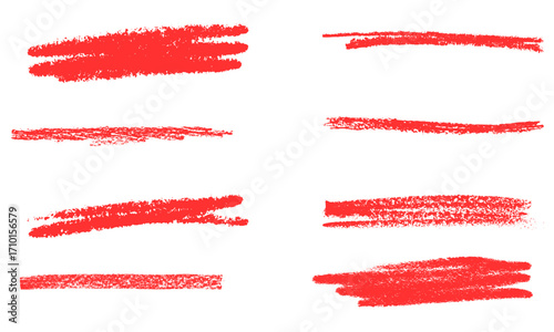 Red Chalk Crayon Underline Vector – Hand Drawn Highlighter Strokes on whit Chalkboard