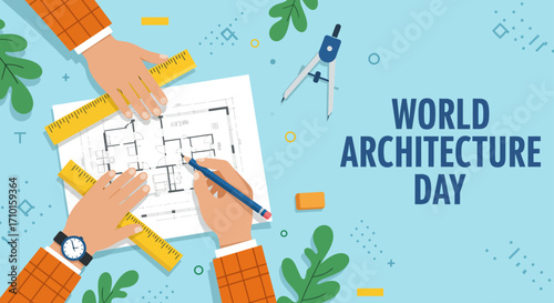 Celebrating world architecture day, vector illustration