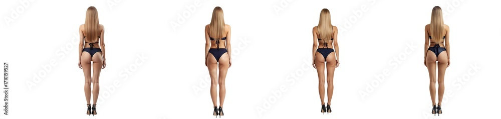 Fototapeta premium Woman lingerie back view on transparent background png