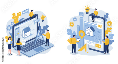 Vector illustration of an architect's work