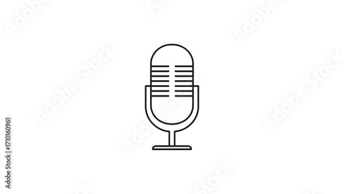 Vector graphic of a retro studio microphone, an isolated symbol for audio recording and podcasts