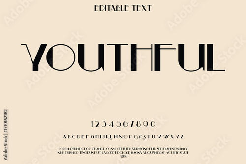 Elegant typography featuring the word youthful on a soft peach background