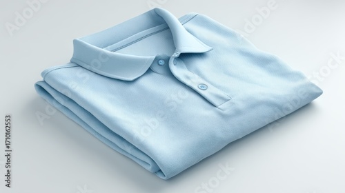 A light blue polo shirt mockup, folded neatly on a clean white surface.
