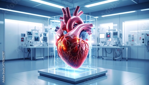 3D heart model in a modern medical lab