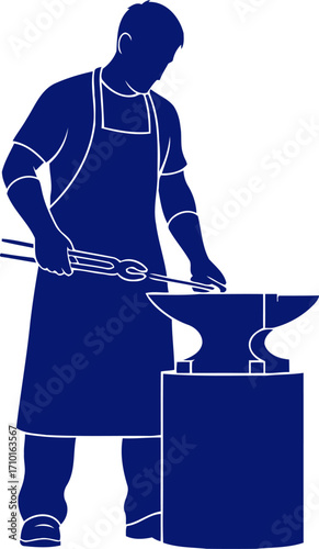 blacksmith silhouettecrafting strength, forging legacy, anvil art, isolated on transparent background