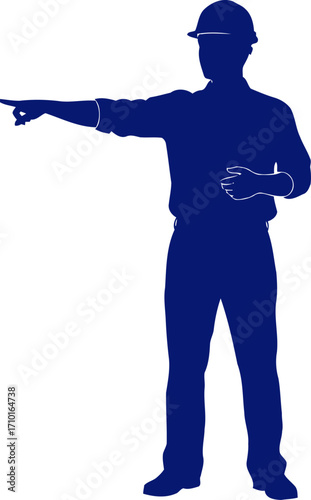 construction foreman blue collar leadership, guiding the way forward, isolated on transparent background