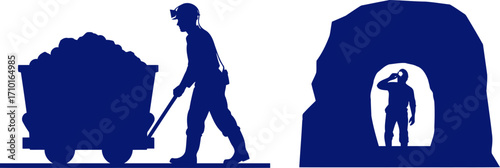 deep mine silhouette miners strength, darkness, and the earths treasures, isolated on transparent background