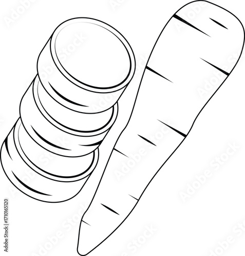 Cassava Roots Outline Icon Illustration on Transparent Background