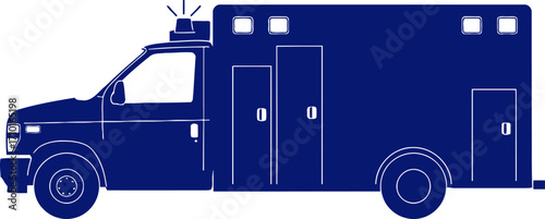 emergency response a midnight blue ambulance silhouette, isolated on transparent background