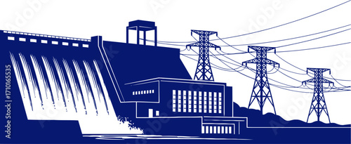 hydroelectric dam powering progress, harnessing natures energy, isolated on transparent background