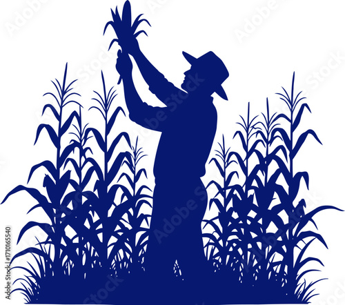 harvests embrace a silhouette of a farmers bountiful cornfield, isolated on transparent background