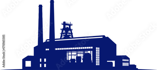 majestic coal mine silhouette blue hour industrial icon, isolated on transparent background
