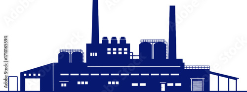majestic industrial silhouette a blue print of modern manufacturing, isolated on transparent background