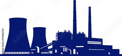 majestic silhouette of a power plant energy, industry, and progress, isolated on transparent background