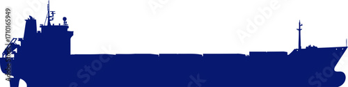 midnight blue cargo ship majestic silhouette of global trade, isolated on transparent background
