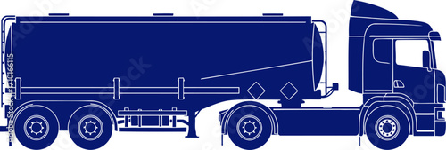 midnight delivery a blue silhouette of a tanker trucks silent journey, isolated on transparent background