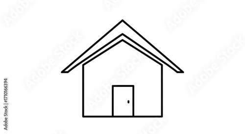 Simple house icon line art drawing for home and real estate symbol