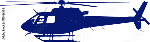 navy blue helicopter silhouette aerial power and grace, isolated on transparent background